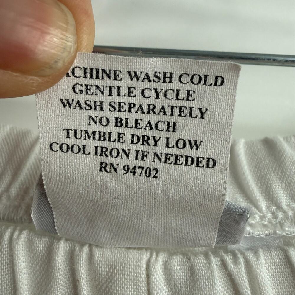 Hot Cotton Linen Cotton Pants Womens L White Cropped Pull On Coastal Minimalist - Picture 7 of 7